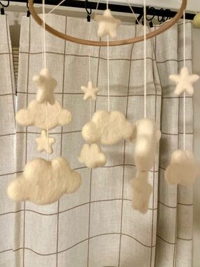 Handmade Felt Cloud & Star Mobile - Cream